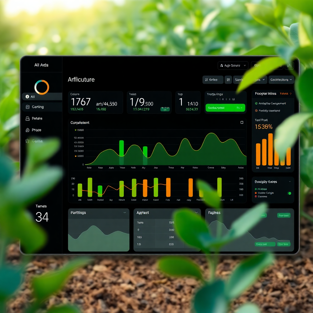 AI-powered agriculture platform dashboard with data analytics and crop monitoring interface